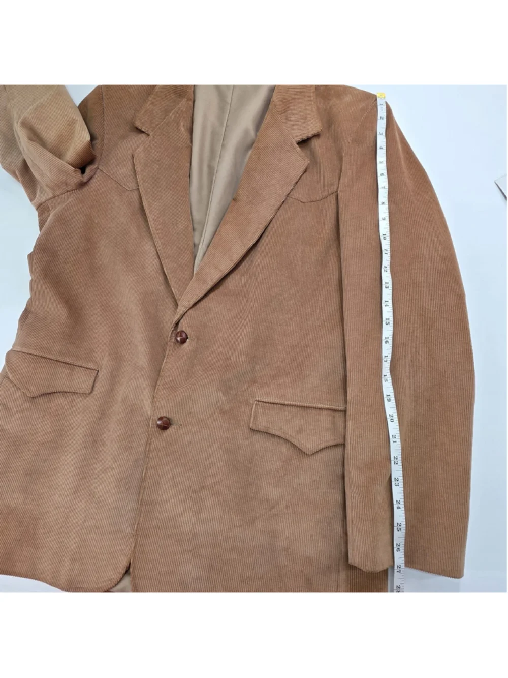 Corduroy Blazer Leather Elbow Patch Western Mens 46R Brown USA Sport Coat